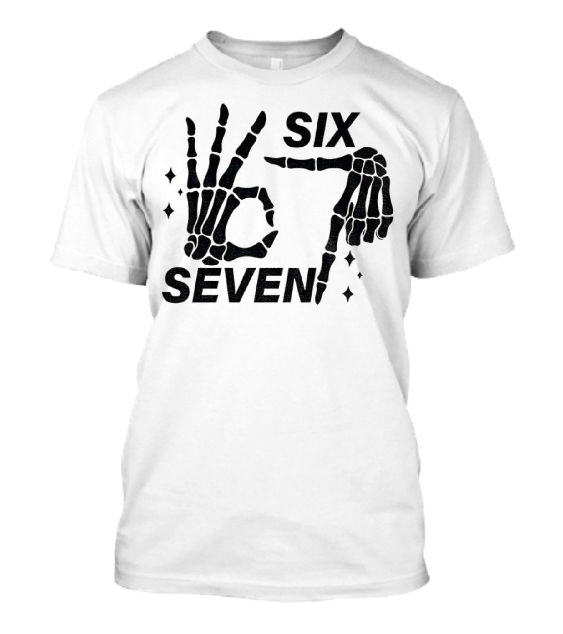 Six Seven Meme Skeleton Hands Funny Halloween T-Shirt