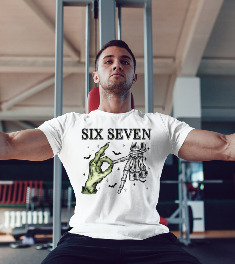 Spooky Season Witch Skeleton Hands Six Seven Meme T-Shirt