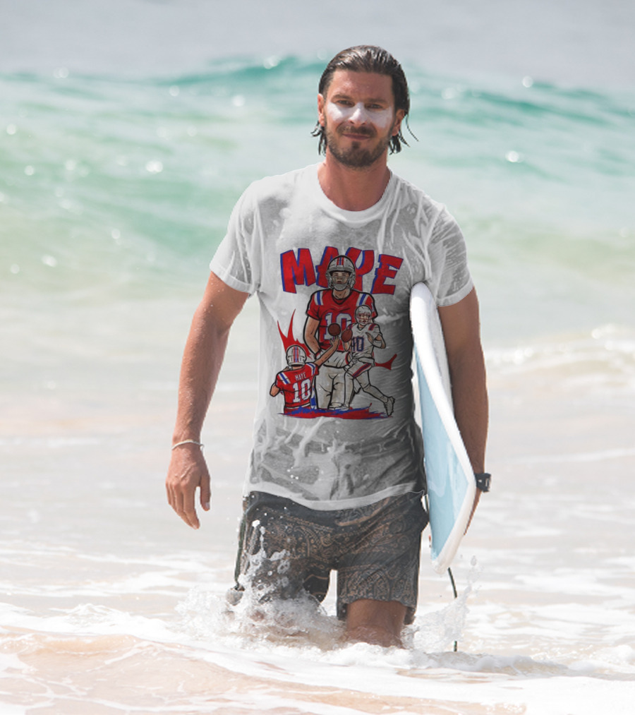 Drake Maye 10 New England Patriots Football Cartoon Style T-Shirt