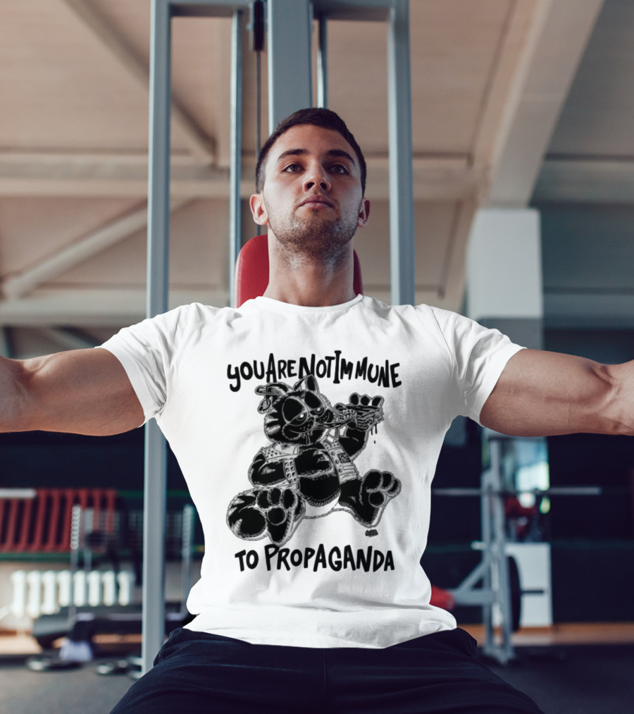 Punkwithacamera Cat With Pizza You Are Not Immune To Propaganda T-Shirt