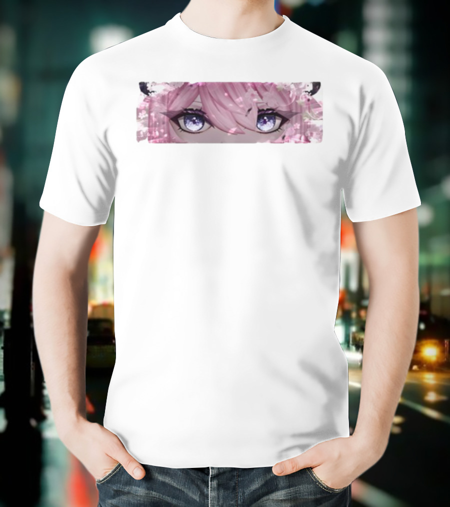 Bluefi Rose Eyes Pink Hair Floral Horns Anime Aesthetic T-Shirt