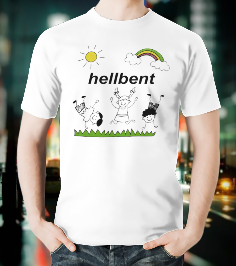 Hellbent Young Rebels Sun Rainbow Grass Playful Art T-Shirt