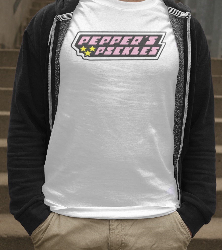 Pepper's Pickles Pink Heart Stars Retro Style T-Shirt