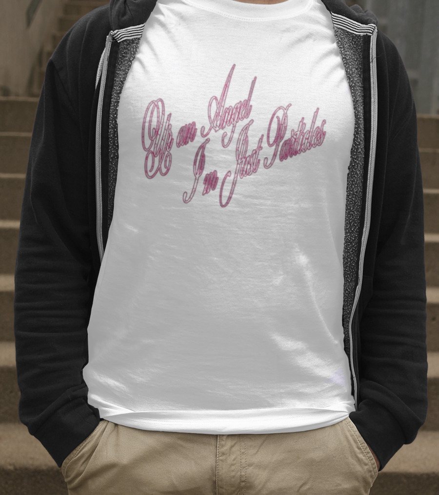 Benee Ur An Angel I’m Just Particles Curved Pink Text T-Shirt