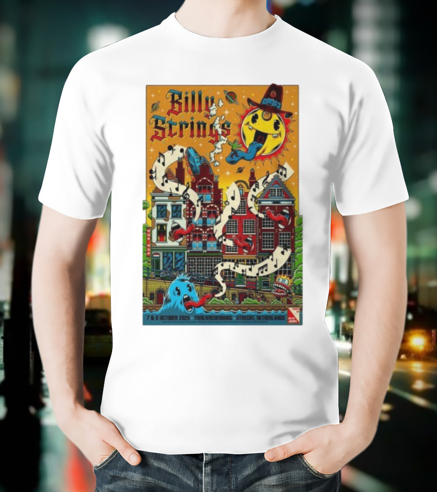 Billy Strings TivoliVredenburg Utrecht Netherlands October 7-8 2025 Music Festival Psychedelic Cityscape Design T-Shirt