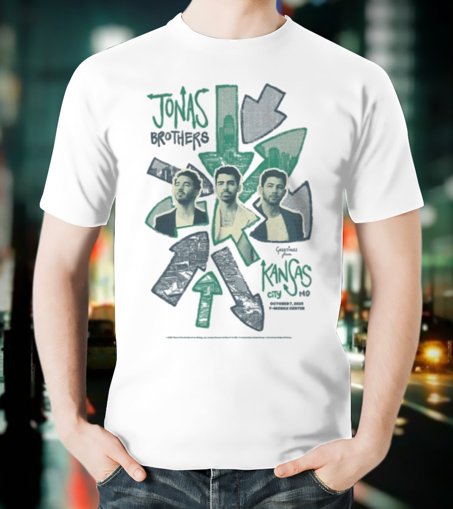 Jonas Brothers Kansas City 2025 Greetings From Kansas City MO Mobile Center October 7 T-Shirt