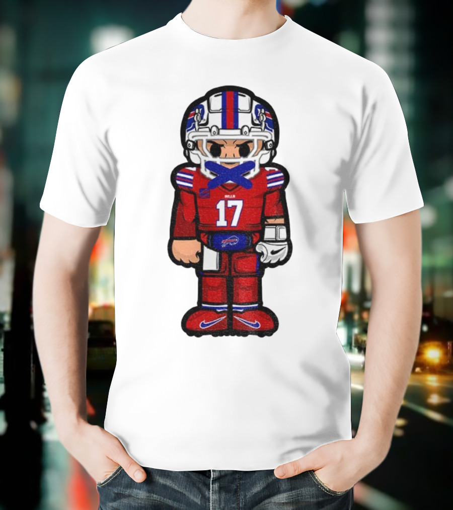 Buffalo Bills Josh Allen Cartoon NFL Football 2025 Number 17 T-Shirt