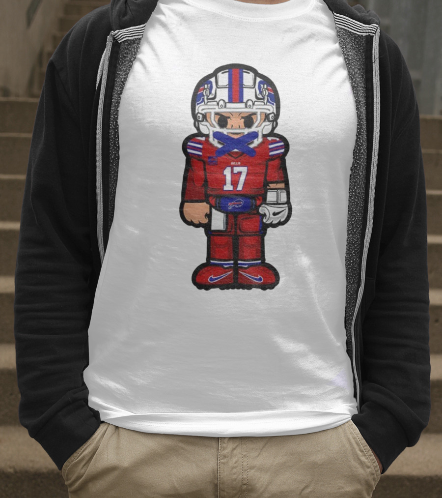 Buffalo Bills Josh Allen Cartoon NFL Football 2025 Number 17 T-Shirt