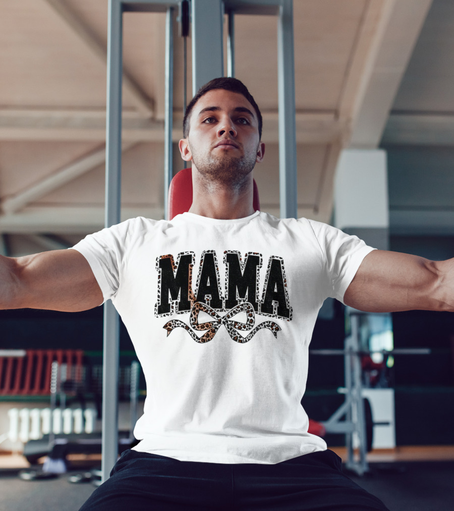 Mama Leopard Print Coquette Bow T-Shirt