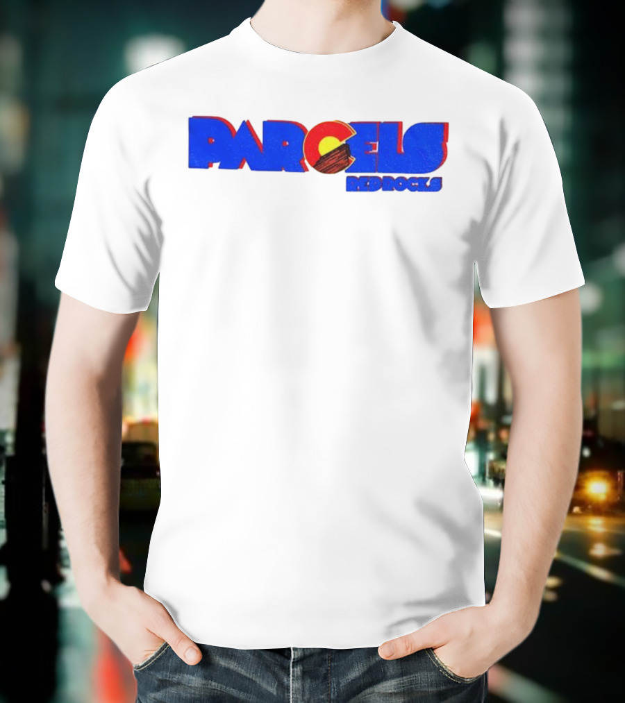 Parcels Red Rocks Colorado Flag Theme T-Shirt