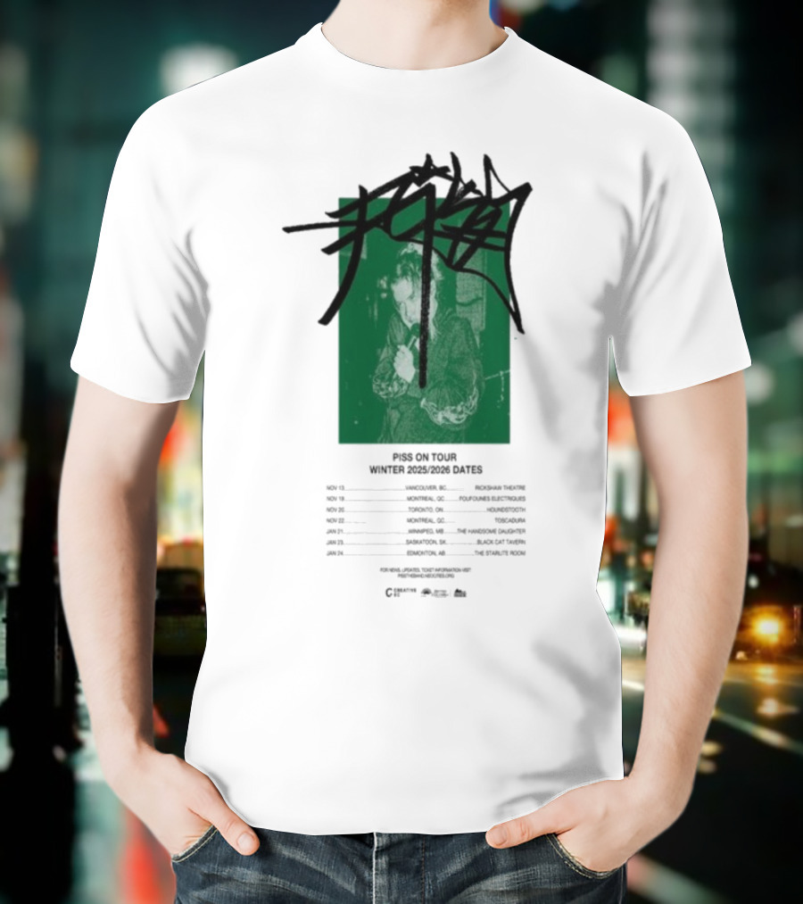 PISS Winter Tour 2025 2026 Dates Featuring Zoviet Sex 徐锐 Stroyka 7 Days Of Sorrow Gnar Dog Smplsmksי T-Shirt