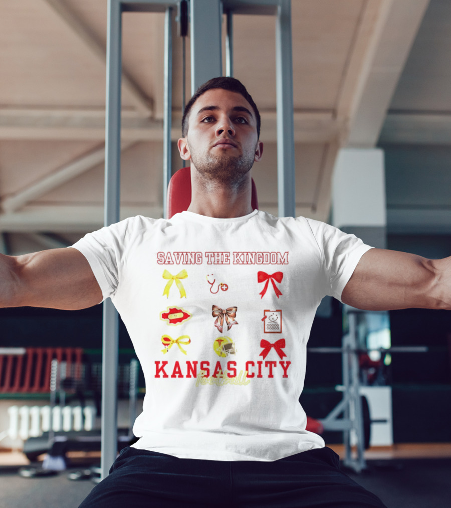 Saving The Kingdom Kansas City Football Bows Game Day Chiefs T-Shirt