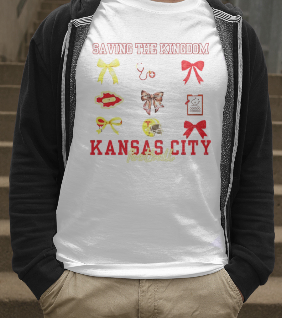 Saving The Kingdom Kansas City Football Bows Game Day Chiefs T-Shirt