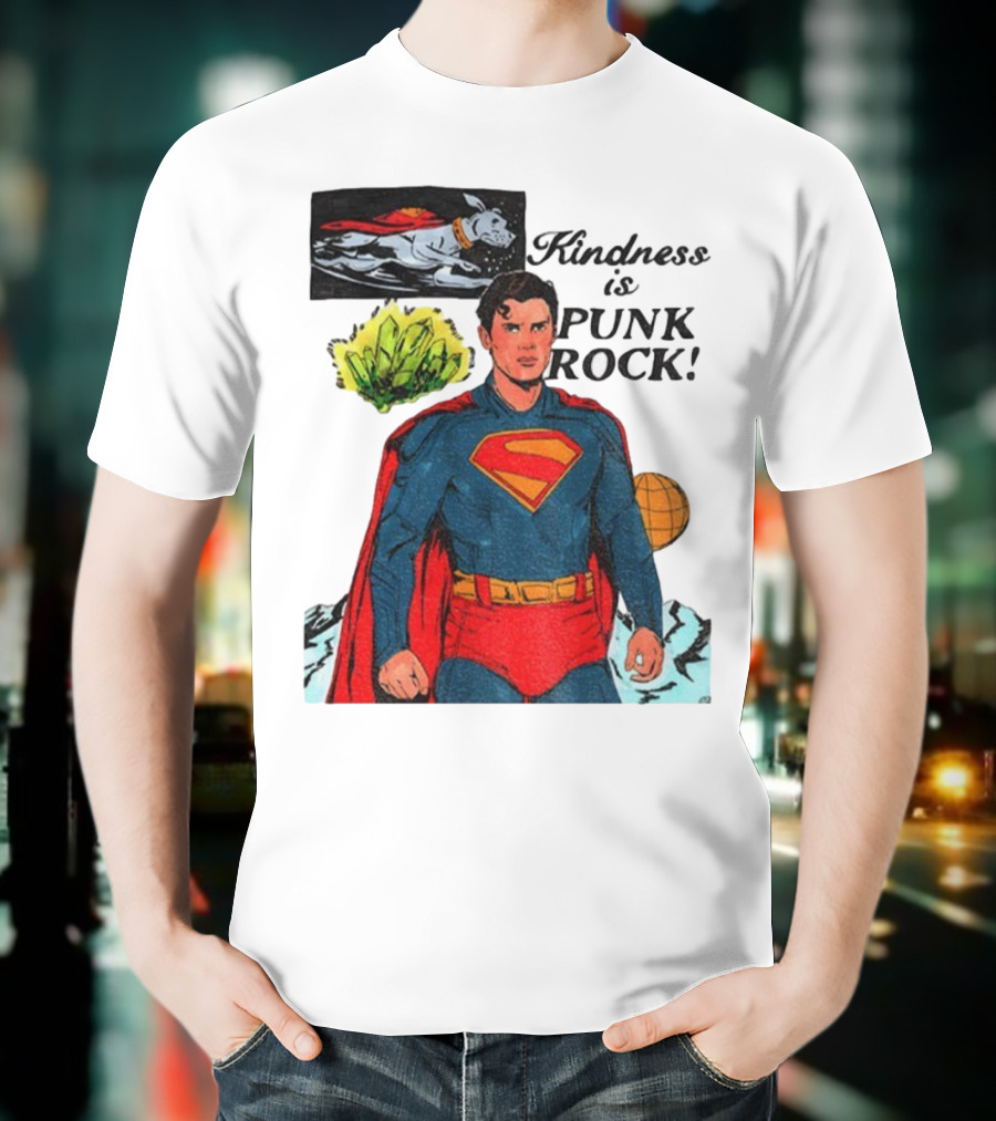 Superman DC Kindness Is Punk Rock Krypton Dog Caped Hero T-Shirt