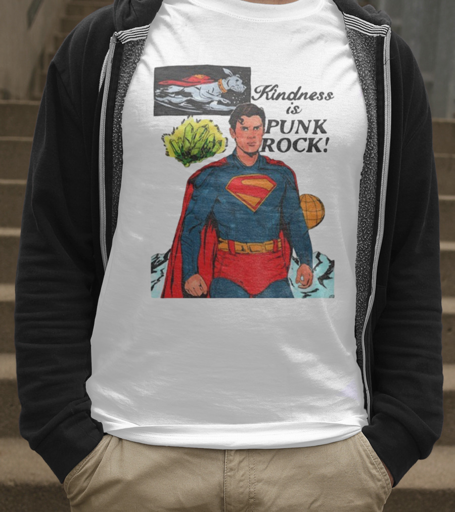 Superman DC Kindness Is Punk Rock Krypton Dog Caped Hero T-Shirt