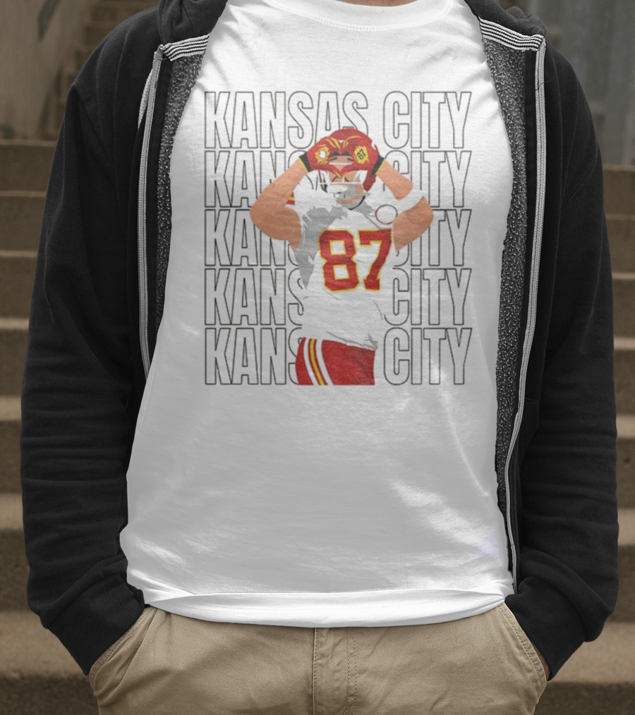 Kansas City Chiefs Travis Kelce 87 Heart Hands Game Day T-Shirt