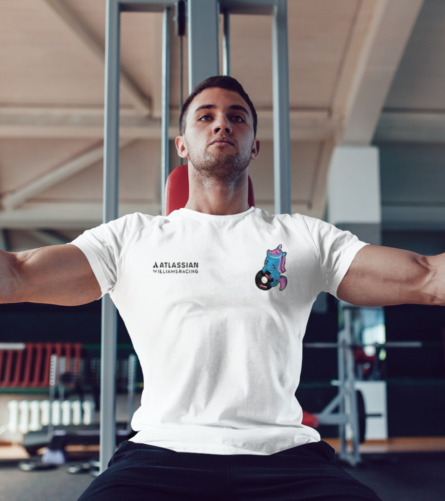 Atlassian Williams Racing Powered By Sparkles Signature Racing Unicorn In Helmet T-Shirt