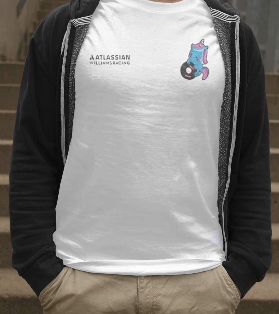 Atlassian Williams Racing Powered By Sparkles Signature Racing Unicorn In Helmet T-Shirt