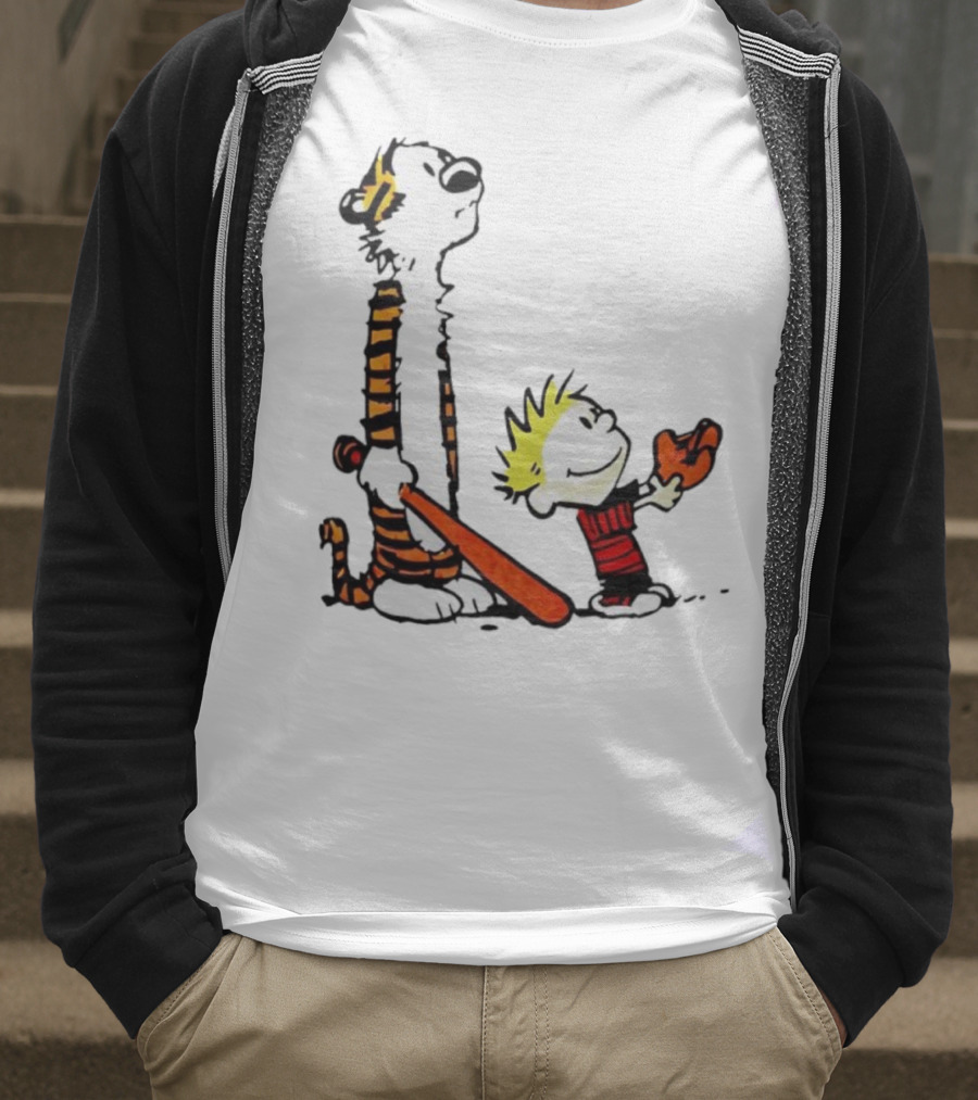 Calvin And Hobbes Baseball Glove And Bat Playtime T-Shirt