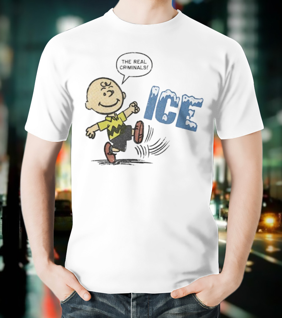 Charlie Brown Kicking The Real Criminals ICE T-Shirt