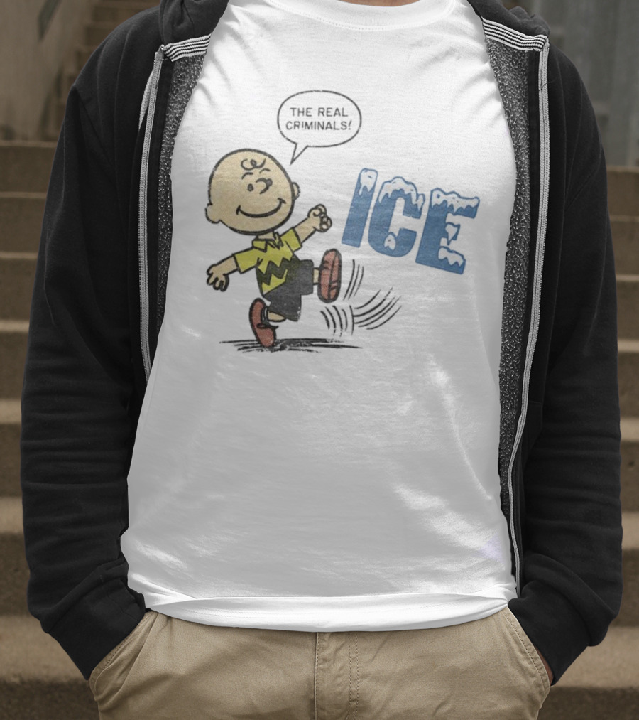 Charlie Brown Kicking The Real Criminals ICE T-Shirt