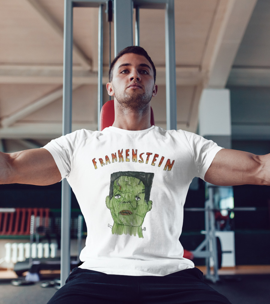 Frankenstein Hand-Drawn Green Monster Illustration T-Shirt