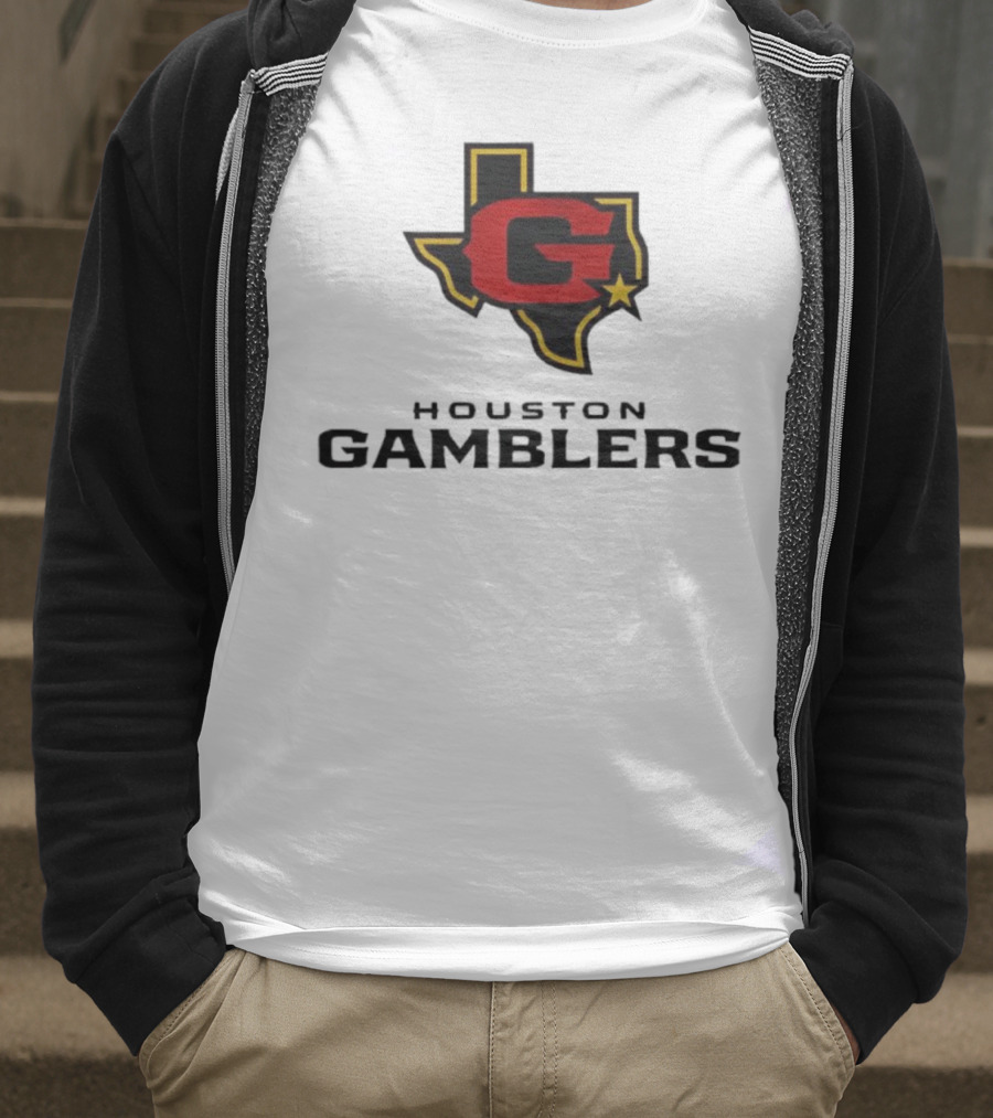 Houston Gamblers Texas Outline G Star Emblem T-Shirt