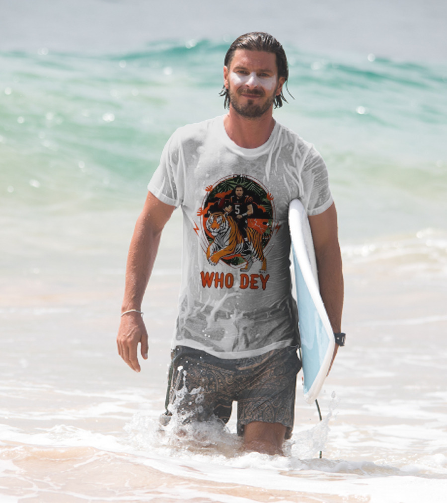 Joe Flacco Cincinnati Bengals Tiger Ride Who Dey Jungle Football T-Shirt