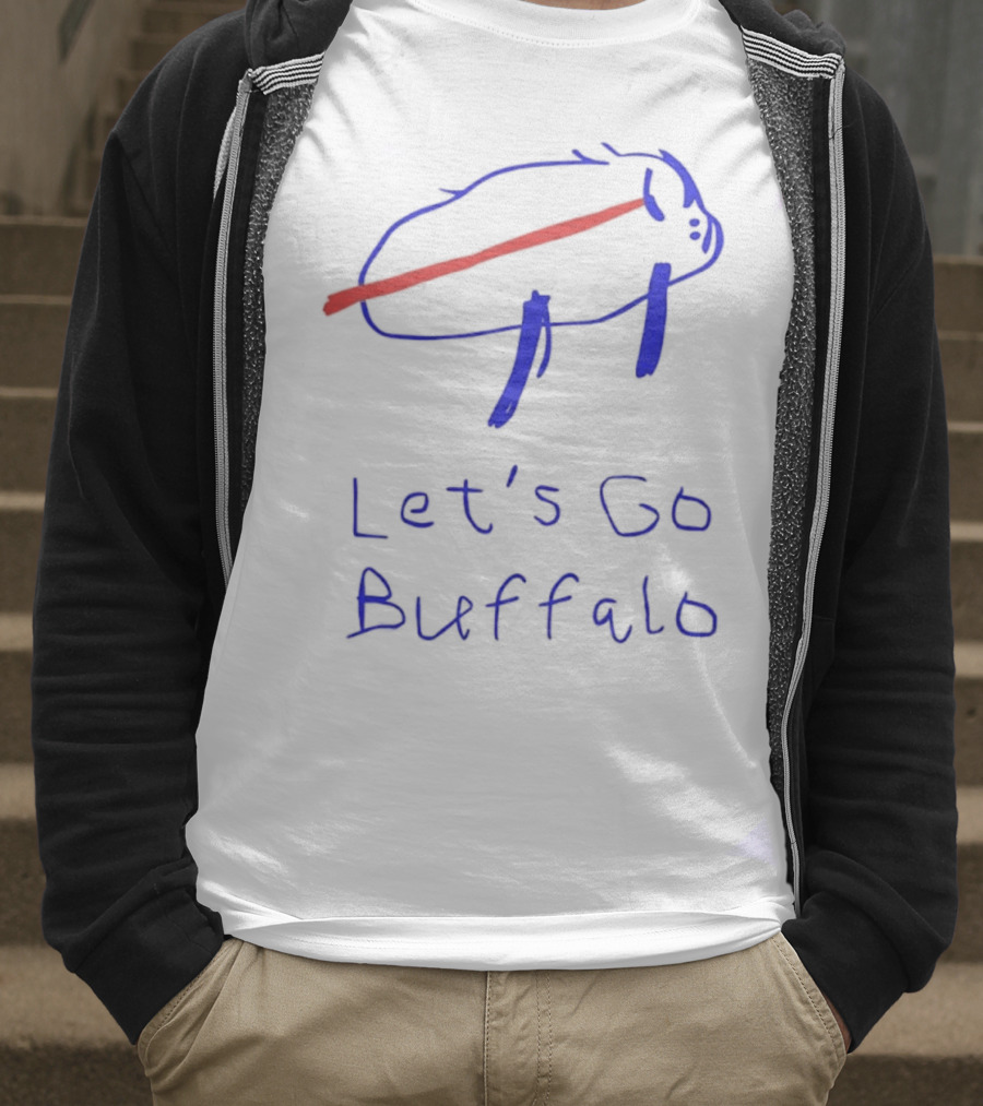 Let’s Go Buffalo Bills Hand-Drawn Blue And Red Graphic T-Shirt