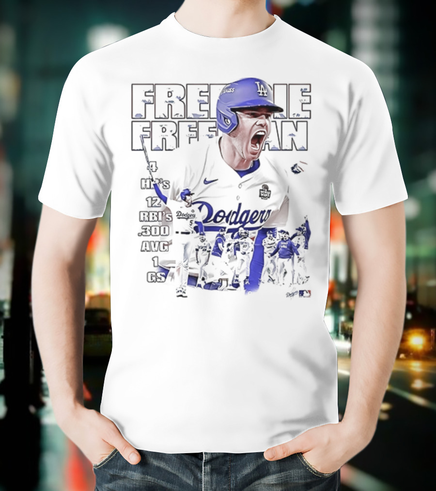 Los Angeles Dodgers Freddie Freeman HR 12 RBIs 300 AVG 1 GS T-Shirt