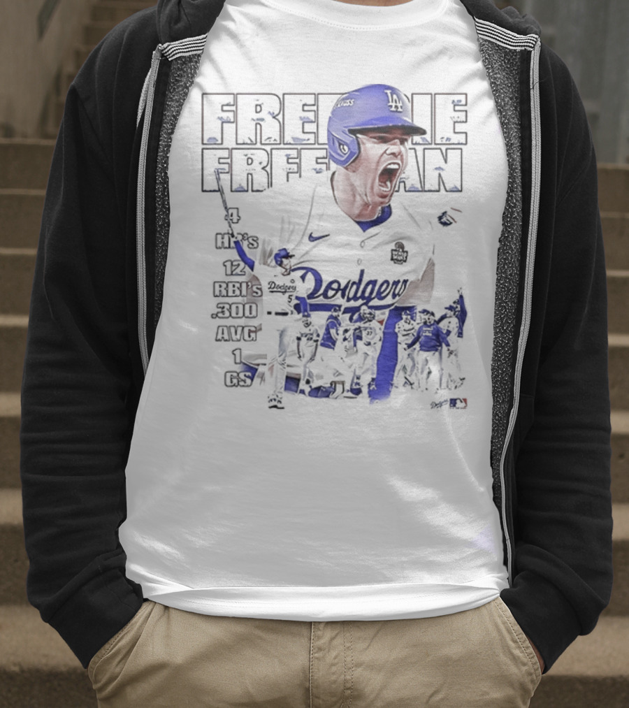 Los Angeles Dodgers Freddie Freeman HR 12 RBIs 300 AVG 1 GS T-Shirt