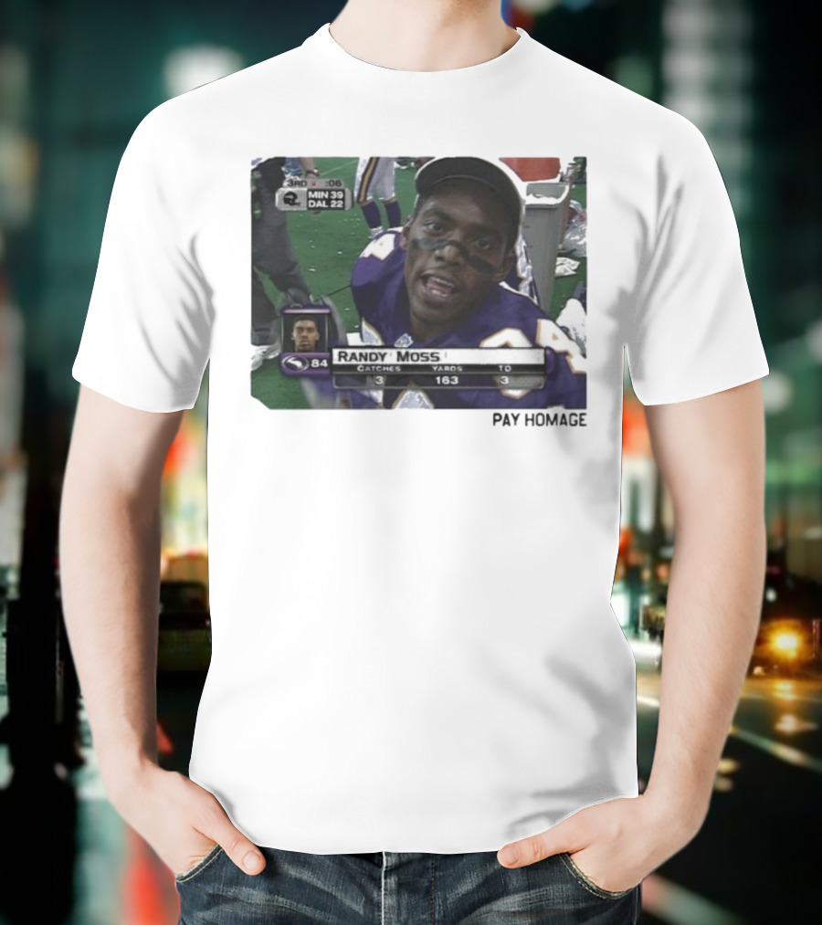 Randy Moss Minnesota Vikings 84 Pay Homage Catches Yards TO T-Shirt