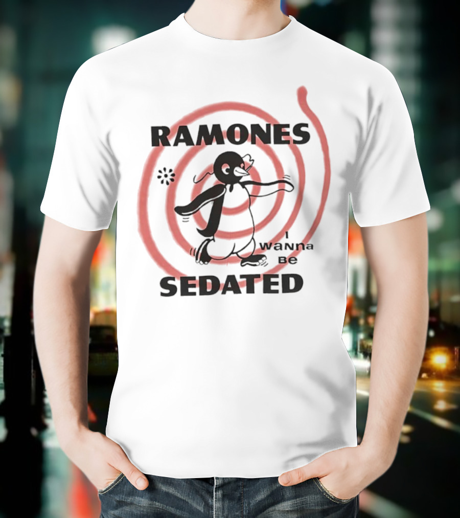 Ramones I Wanna Be Sedated Spiraling Cartoon Character T-Shirt