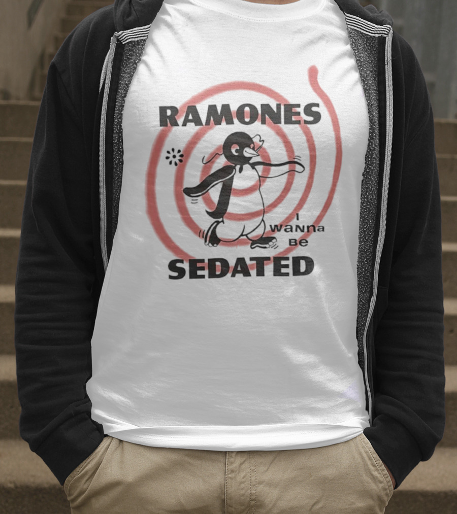 Ramones I Wanna Be Sedated Spiraling Cartoon Character T-Shirt