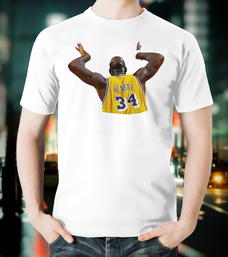 Shaquille O'Neal 34 Los Angeles Lakers Basketball Iconic Celebration T-Shirt