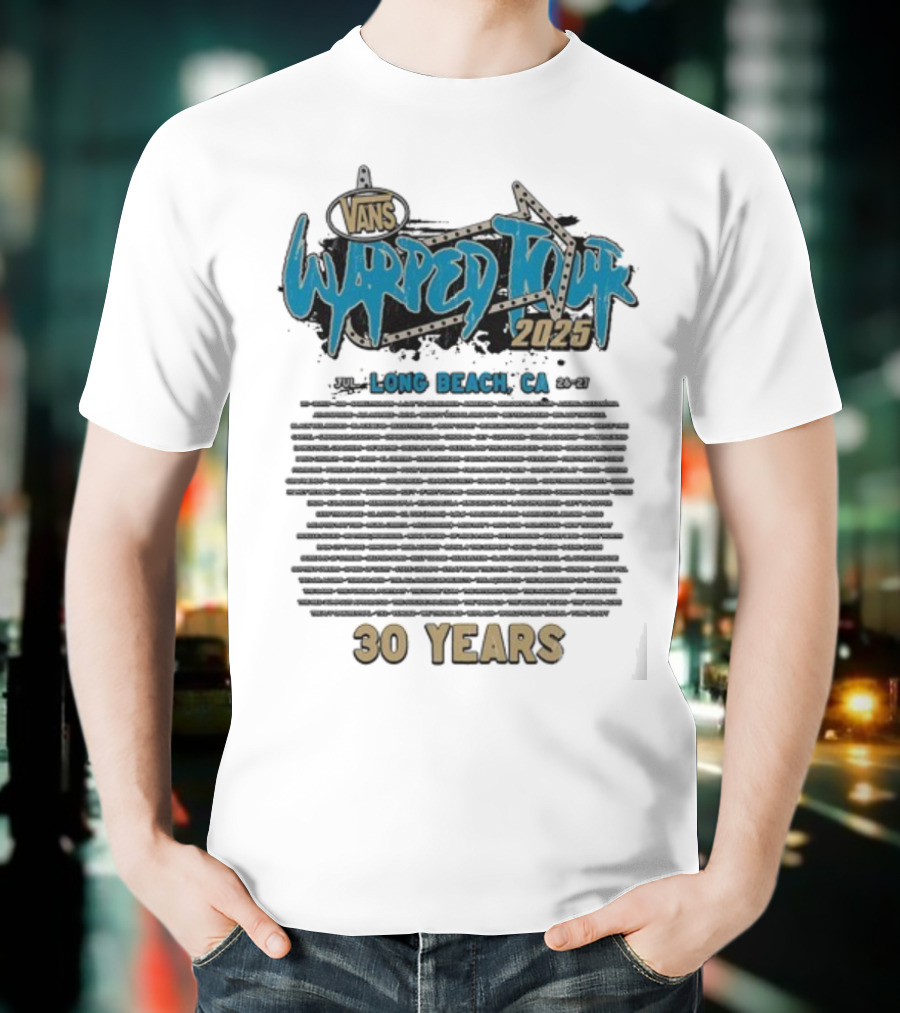 Vans Warped Tour 2025 Long Beach CA 30 Years Lineup T-Shirt