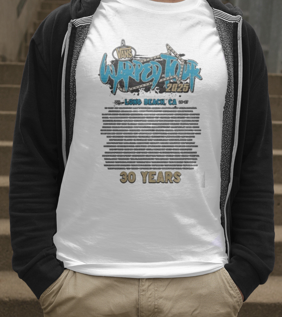 Vans Warped Tour 2025 Long Beach CA 30 Years Lineup T-Shirt