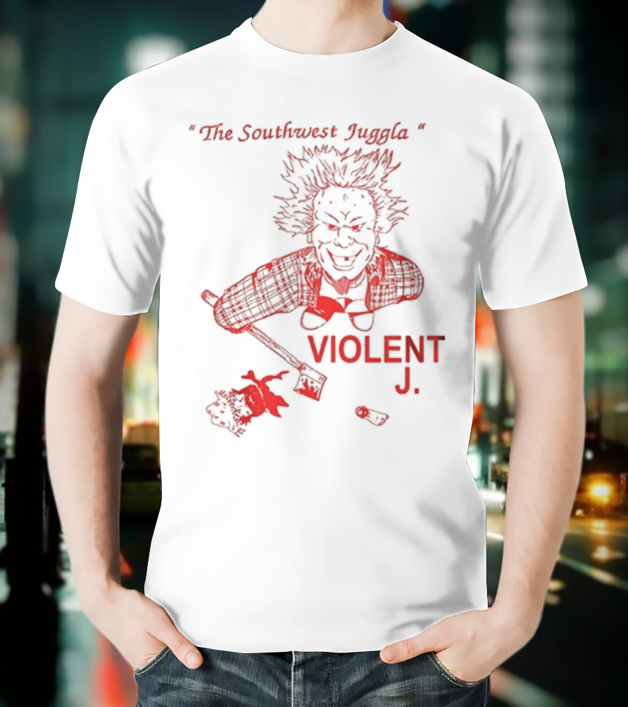 Violent J The Southwest Juggla Clown Caricature With Axe And Puppet T-Shirt