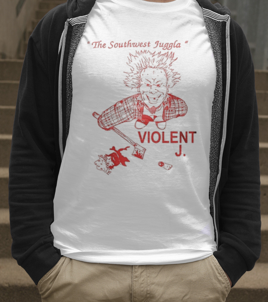 Violent J The Southwest Juggla Clown Caricature With Axe And Puppet T-Shirt