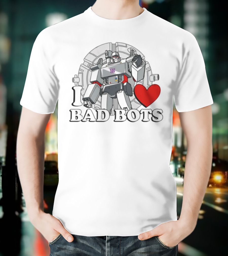 I Love Bad Bots Megatron Fan Favorite Retro 80s Style T-Shirt