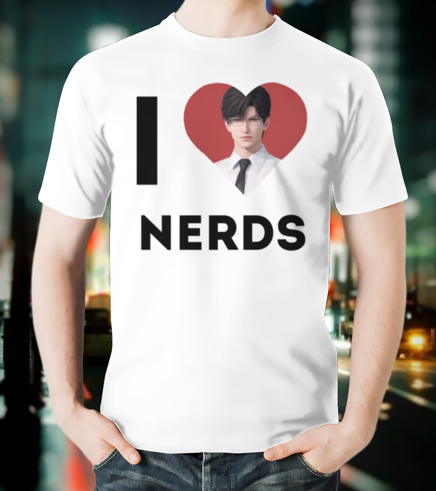 I Love Nerds Anime Character Glasses And Suit T-Shirt