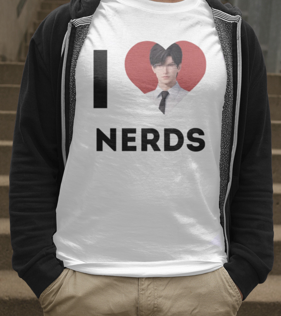 I Love Nerds Anime Character Glasses And Suit T-Shirt