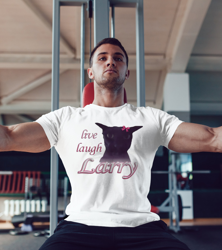 Live Laugh Larry Cat With Pink Bow T-Shirt