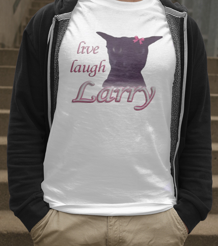 Live Laugh Larry Cat With Pink Bow T-Shirt