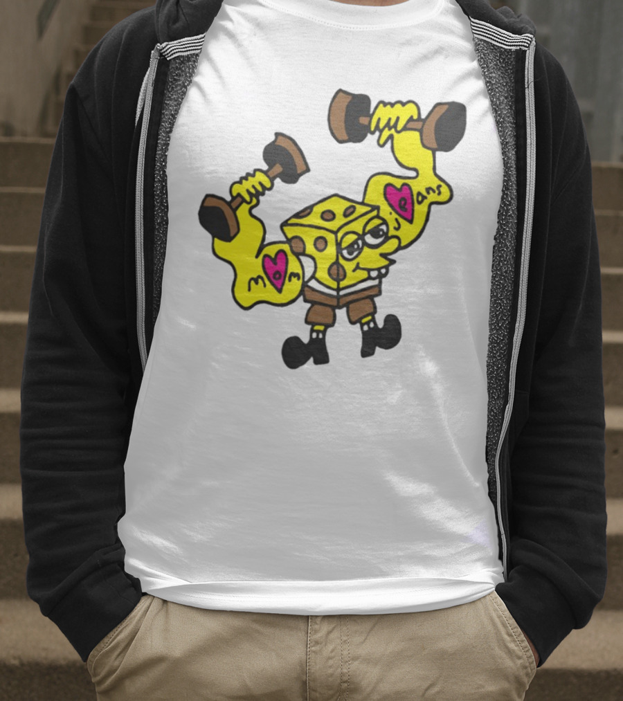 Musclebob Lovepants Mom Jeans Spongebob Dumbells T-Shirt