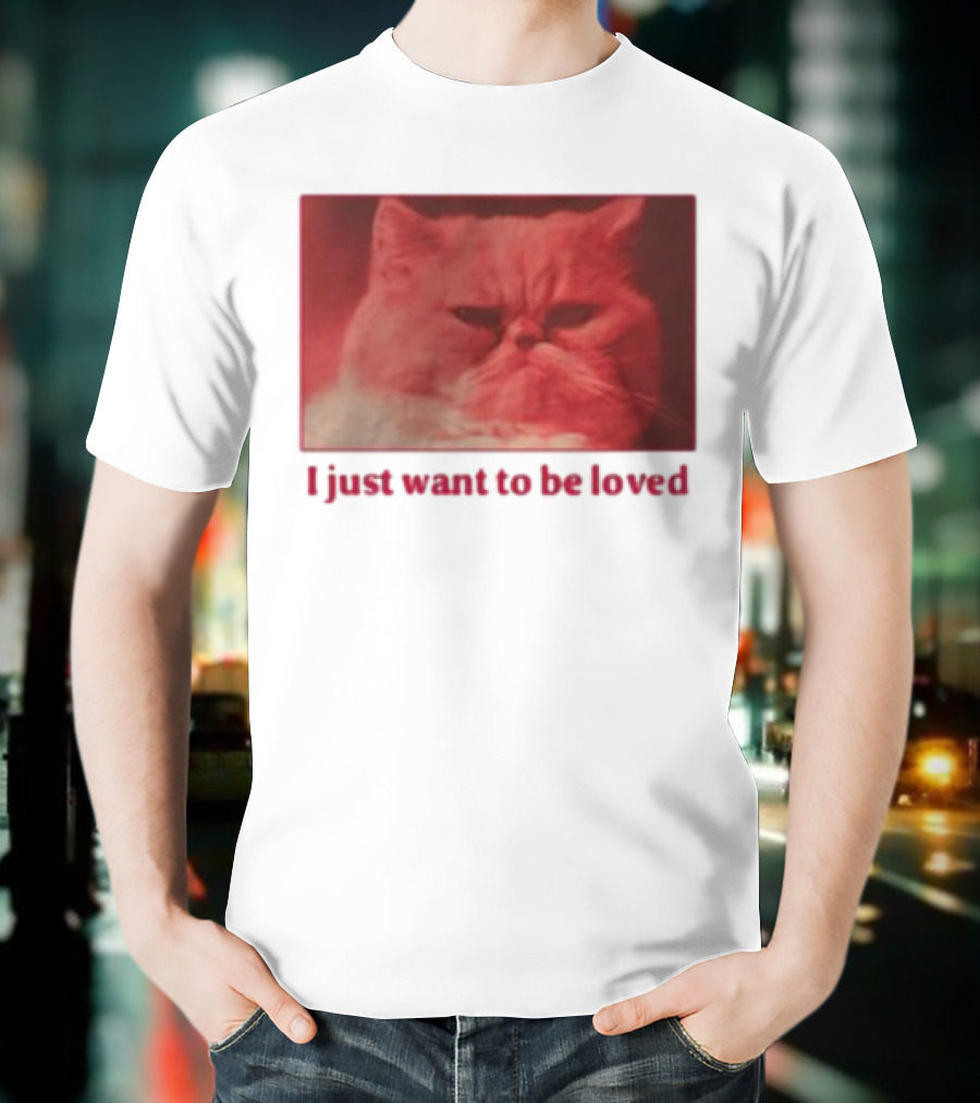Volodymyr Testardі I Just Want To Be Loved Grumpy Cat Red Tones T-Shirt