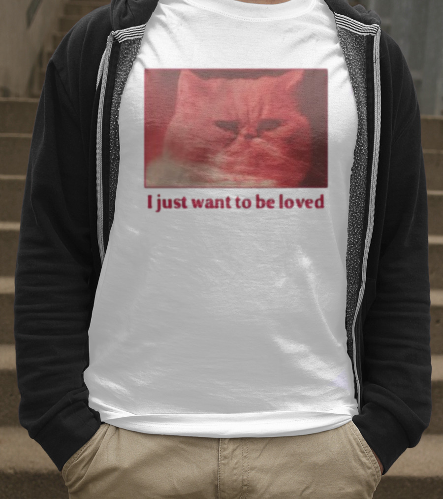 Volodymyr Testardі I Just Want To Be Loved Grumpy Cat Red Tones T-Shirt