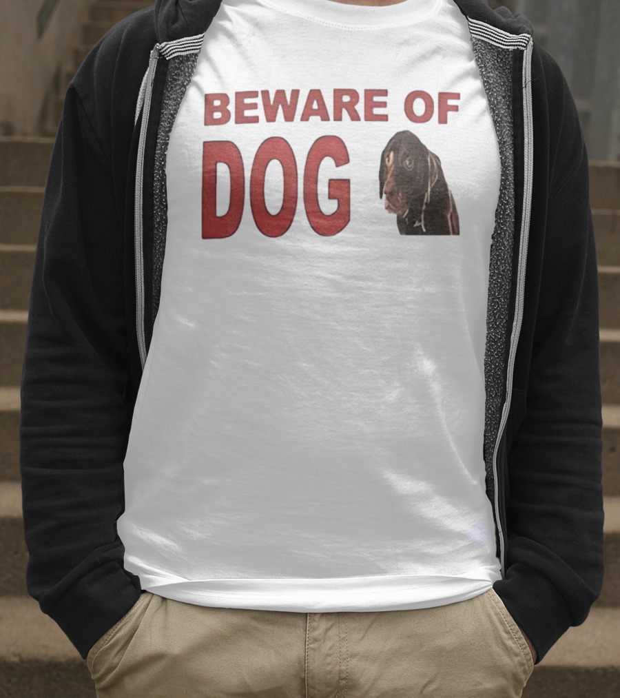 BEWARE OF DOG Meme Vintage Humor T-Shirt
