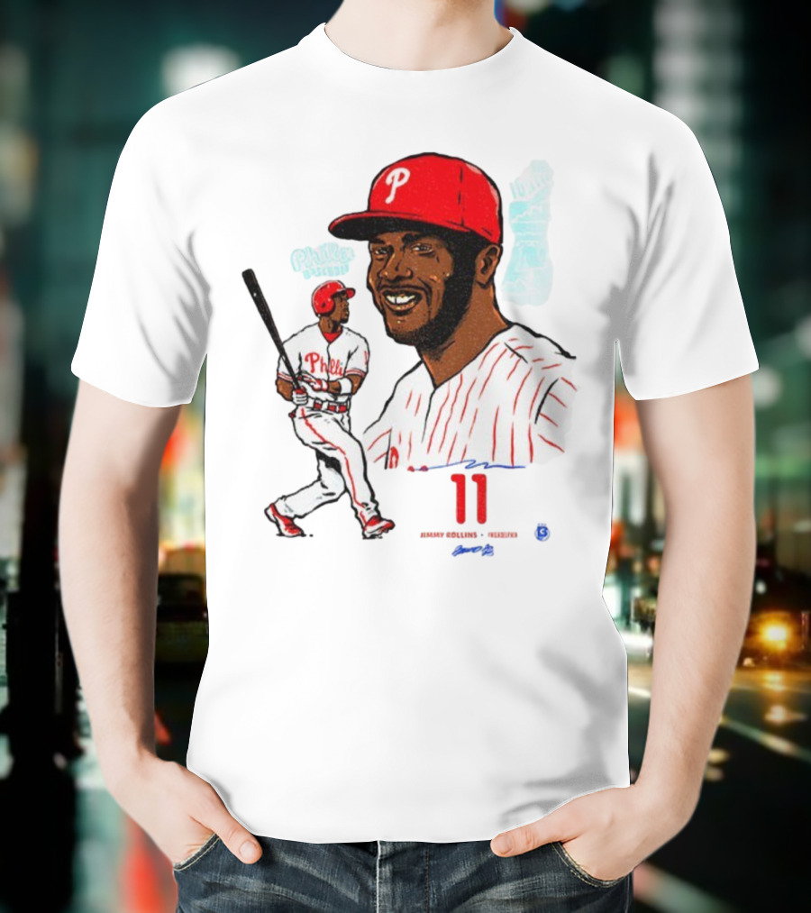 Jimmy Rollins 11 Philadelphia Phillies MLB Baseball Cartoon Phillies Player T-Shirt