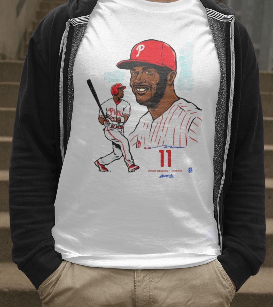 Jimmy Rollins 11 Philadelphia Phillies MLB Baseball Cartoon Phillies Player T-Shirt